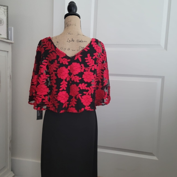 NWT! JM JOHN MEYER RED/BLACK LACE OVERLAY DRESS - Picture 4 of 16